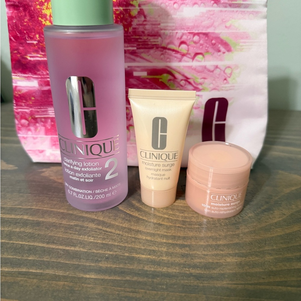 Clinique Skincare Trio with Pink and Cream Hues